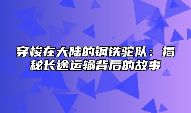 穿梭在大陆的钢铁驼队：揭秘长途运输背后的故事