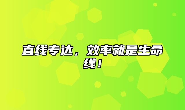 直线专达，效率就是生命线！