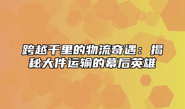 跨越千里的物流奇遇：揭秘大件运输的幕后英雄