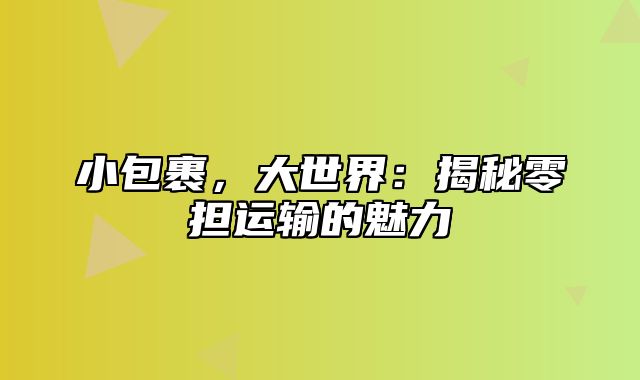 小包裹，大世界：揭秘零担运输的魅力
