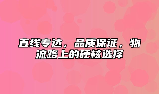 直线专达，品质保证，物流路上的硬核选择