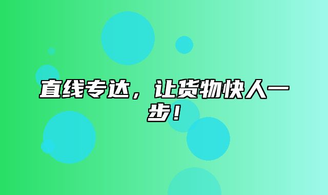直线专达，让货物快人一步！