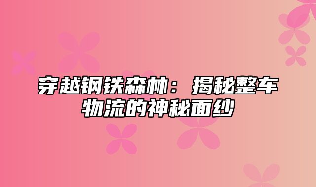 穿越钢铁森林：揭秘整车物流的神秘面纱